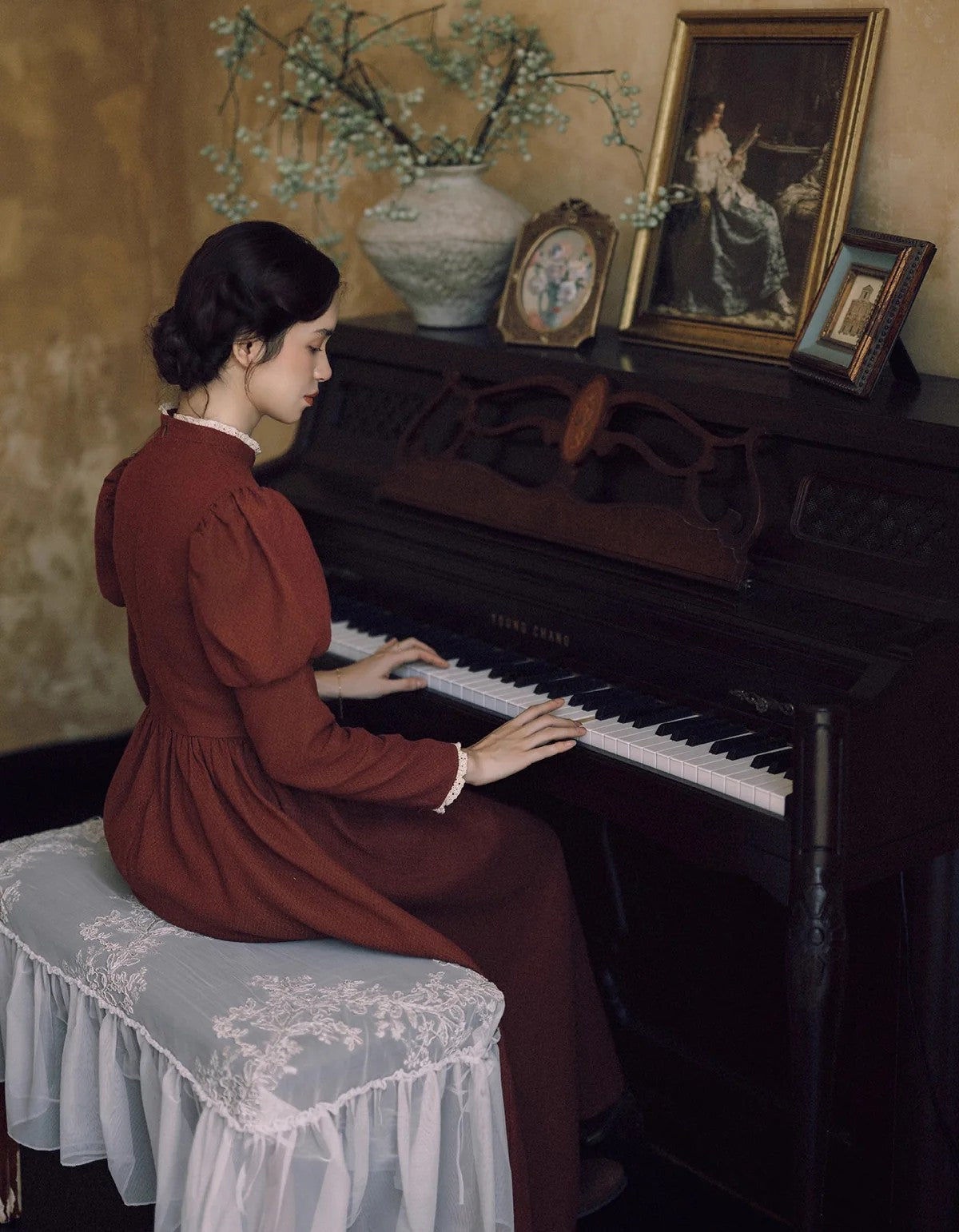 Period Drama Inspired Puff Sleeves Vintage Dress