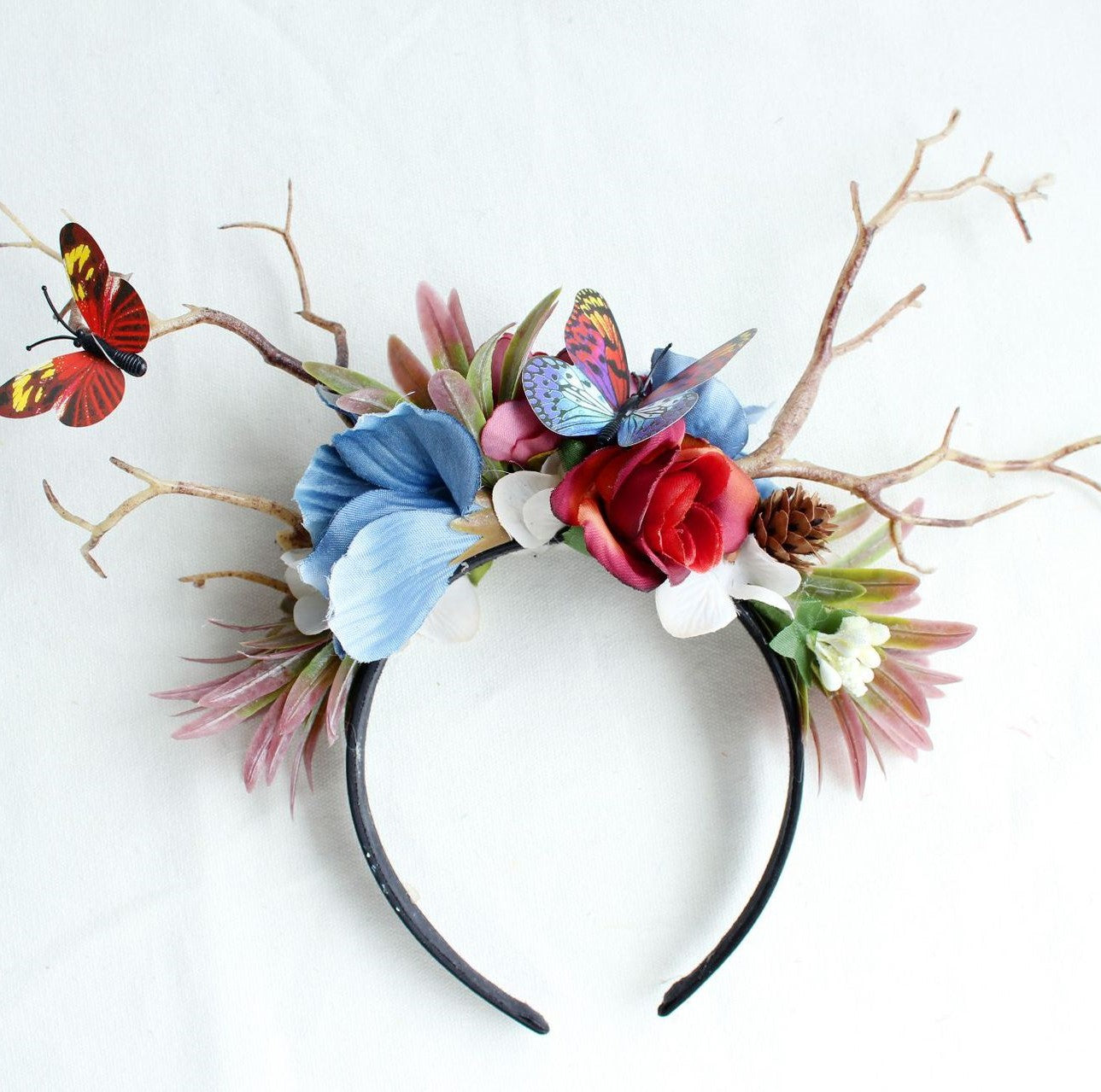 Cottagecore Flower Tree Branch Headband – Retro Fairy display picture 2