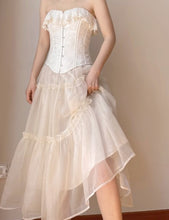 Load image into Gallery viewer, Handmade Vintage remake Jacquard Lace up Corset Top Skirt Set
