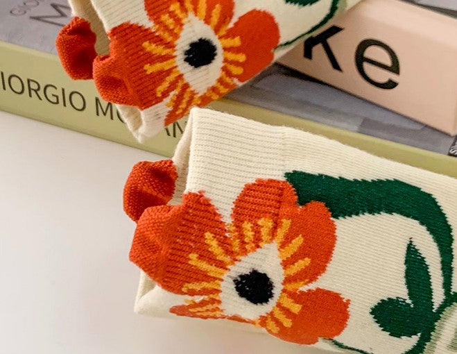 Retro Cottagecore Floral Socks