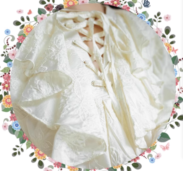 Light Academia Ruffled Blouse & Belted Skirt