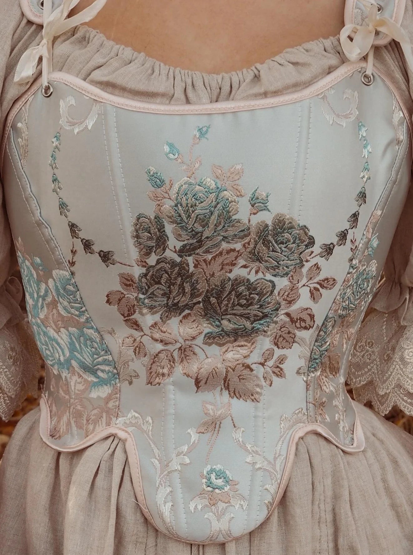 Vintage Remake Embroidery Lace up Corset Blue / 2XL I Retro Fairy Vintage Remake Embroidery Lace up Corset Blue / 2XL I Retro Fairy