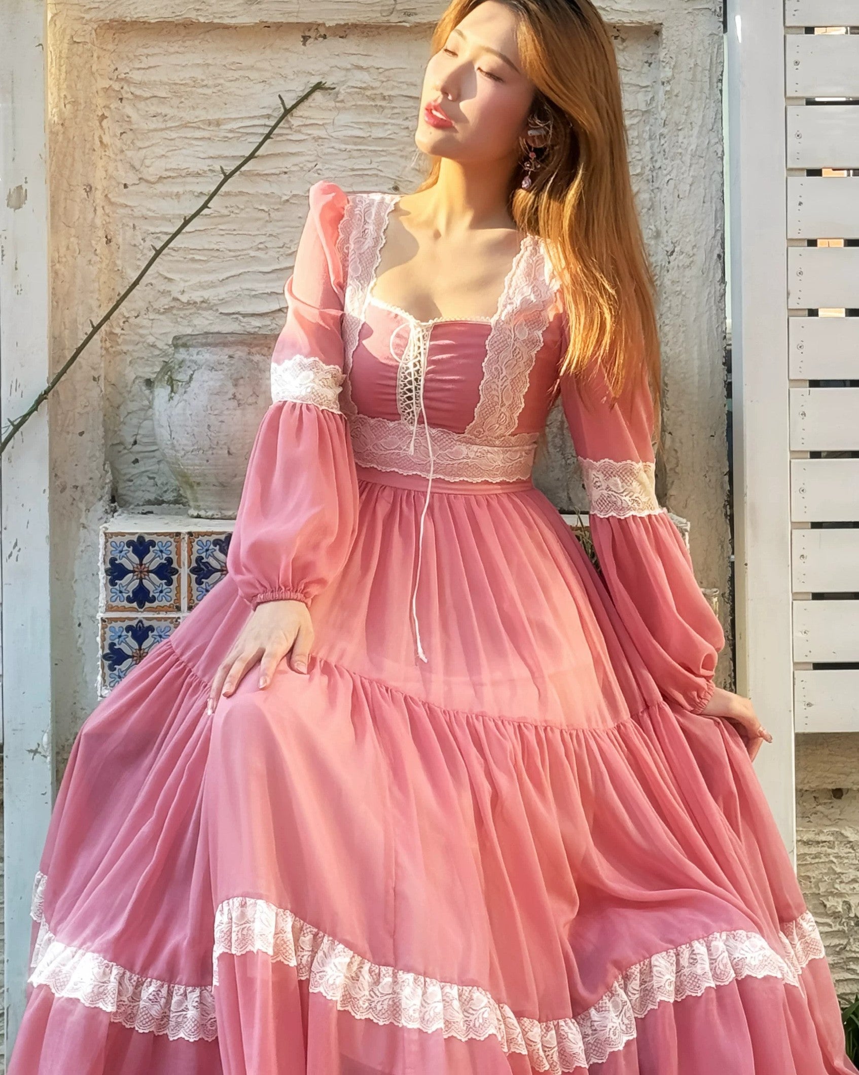 GUNNE SAX ワンピース　ロリータ　ガーリー Gunne Sax Remake Pink Prairie Dress – Retro Fairy