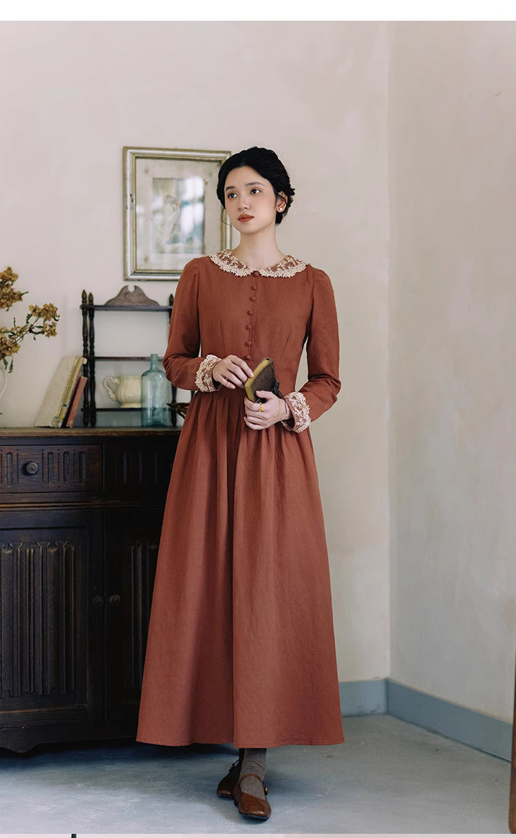 Period Drama Inspired Lace Collar Vintage Dress