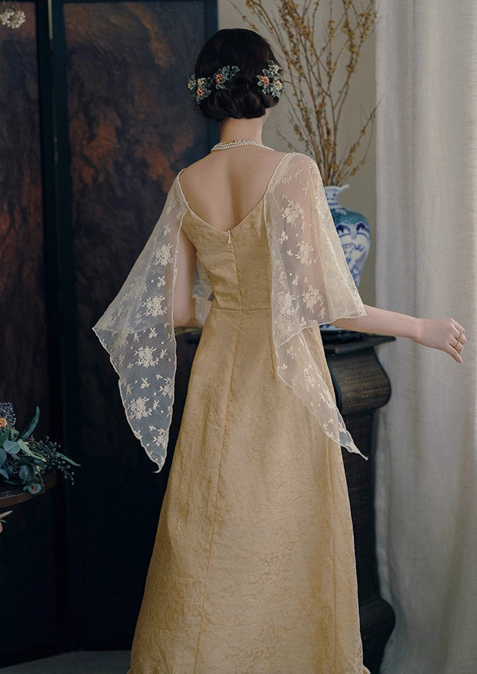 Downton Abbey Tea Break Elegant Jacquard Lace Dress