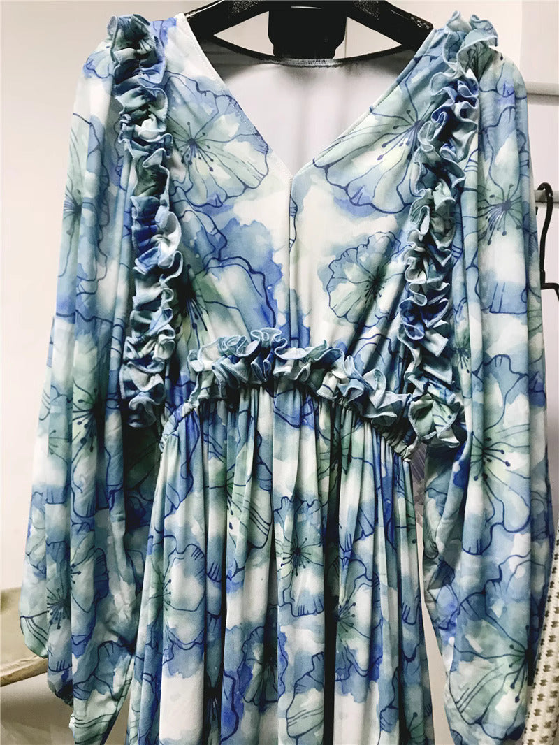 Fairycore V Neck Floral Dress