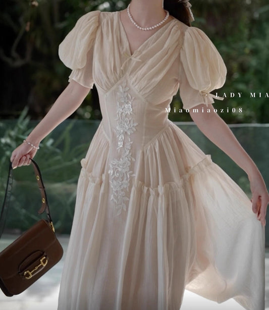 Vintage 1930s Coquette Embroidery Dress