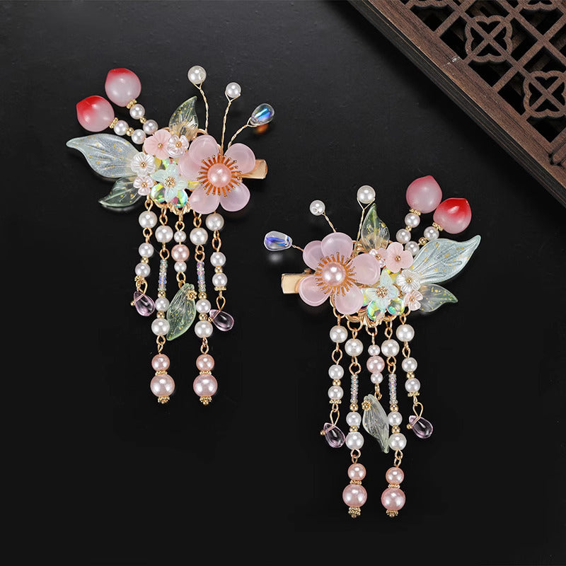 Dreamy Peach Blossom Hair Clips