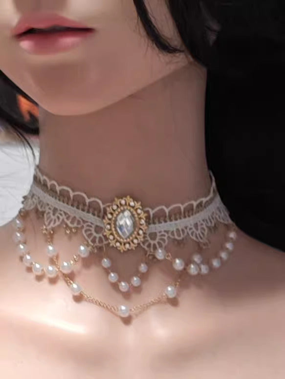 Handmade lace choker necklace