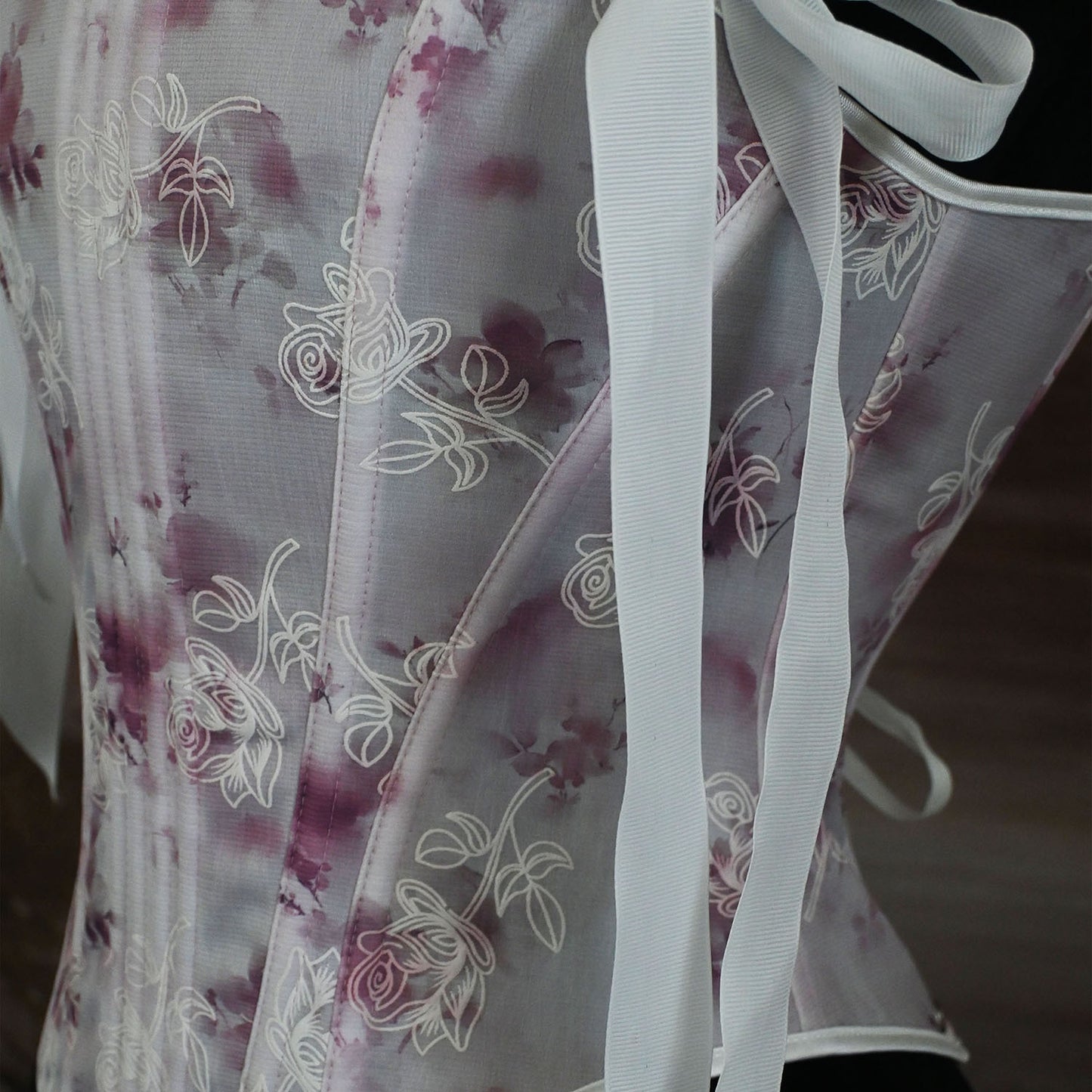 Retro Fairycore Bow Tie Floral Corset