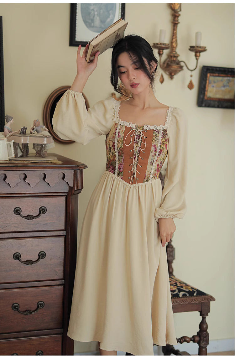 Fairycore Contrast Color Corset Dress