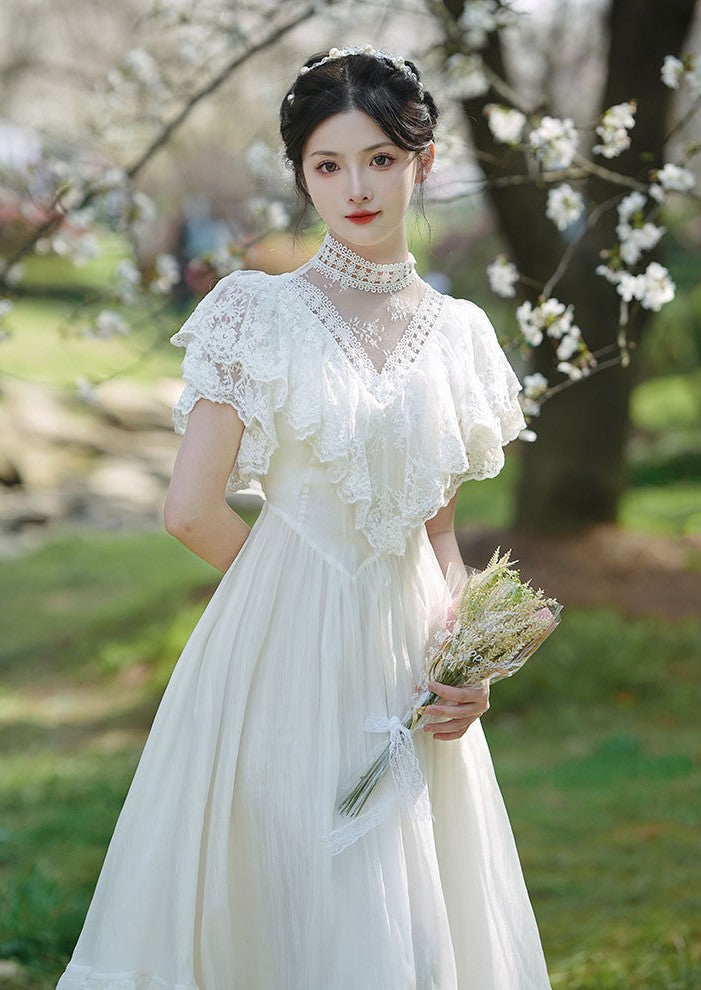 Edwardian Style Lace Bridal Dress S I Retro Fairy Edwardian Style Lace Bridal Dress S I Retro Fairy