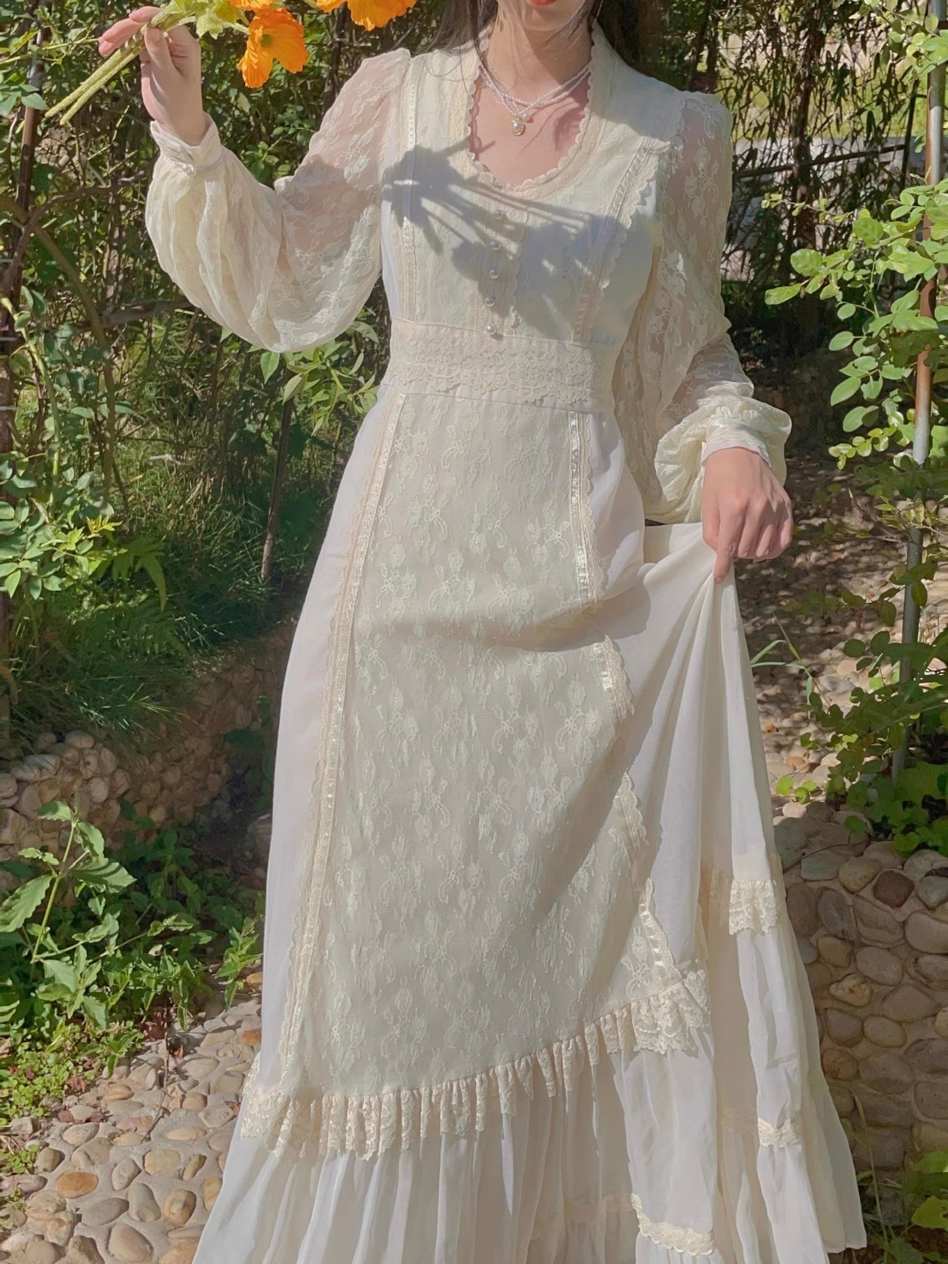 Gunne Sax Remake Lace Prairie Puff Sleeves Dress S I Retro Fairy Gunne Sax Remake Lace Prairie Puff Sleeves Dress S I Retro Fairy