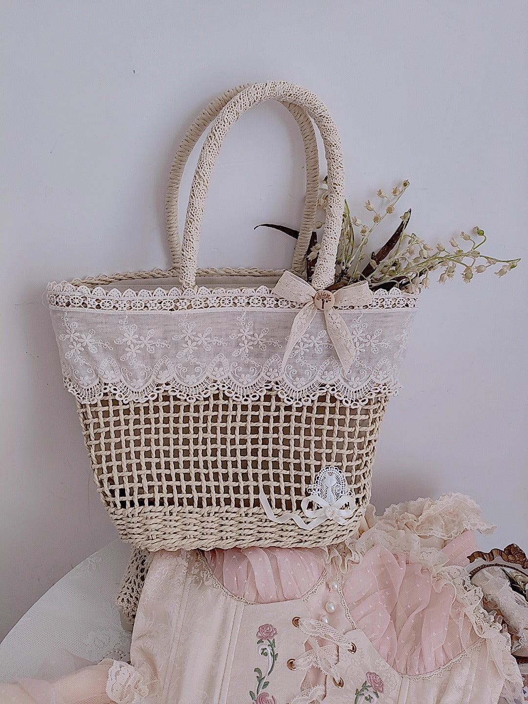 Cottagecore Flower Straw Bag