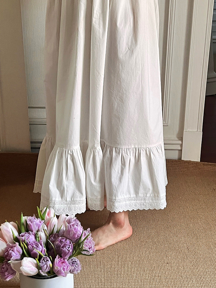 Retro Puff Sleeves Cotton Night Dress