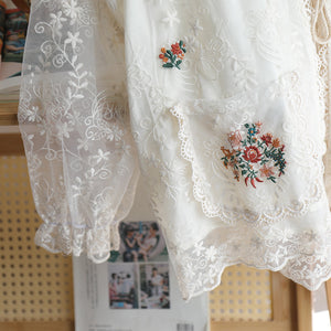 Cottagecore Embroidery Lace Cardigan Top