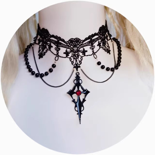Handmade Gothic Style Black Choker - Main Image