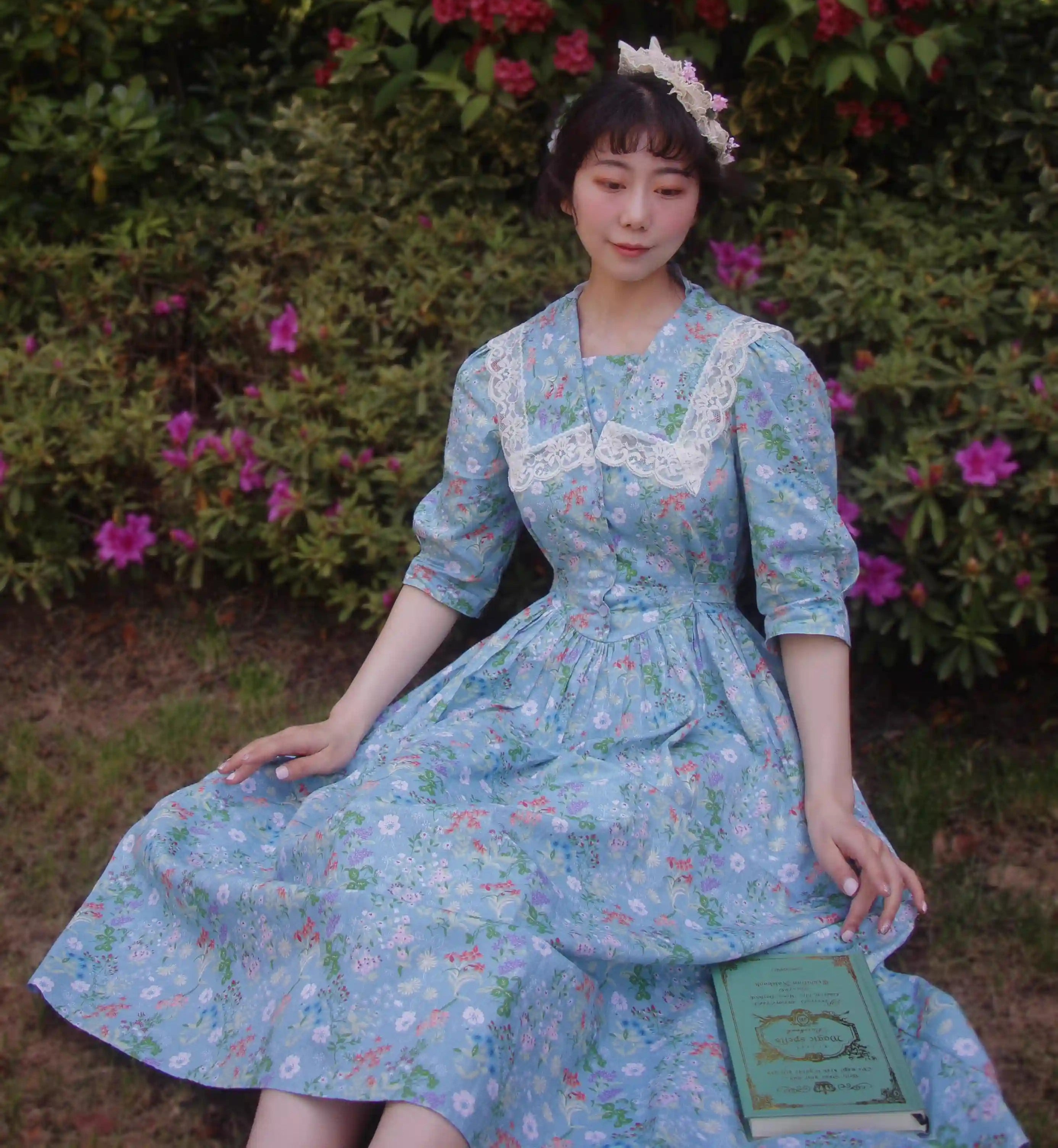 1940s look dresses 1940s Floral Picnic Dress L I Retro Fairy