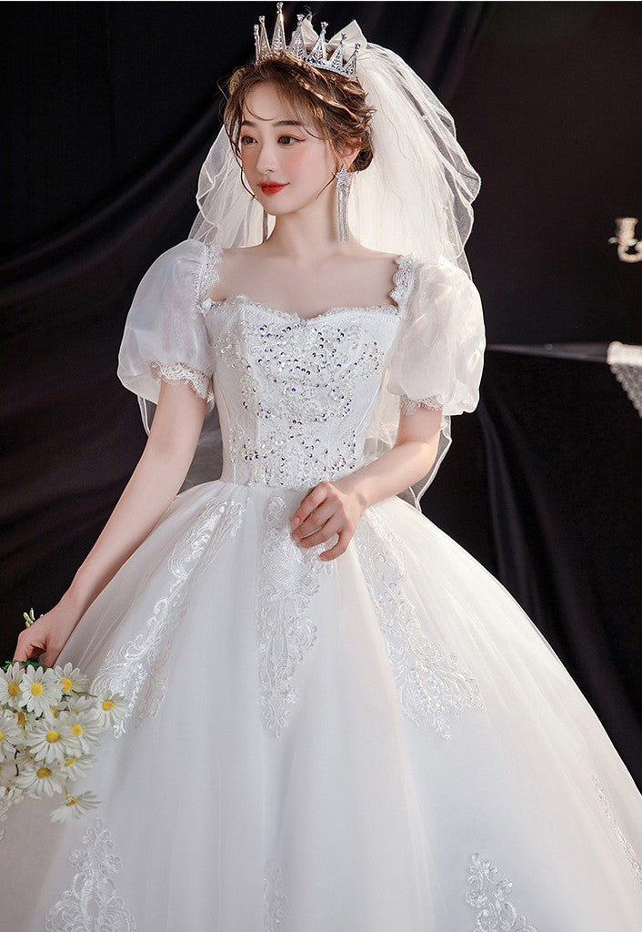 Royalcore Vintage Princess Puff Sleeves Wedding Gown S I Retro Fairy Royalcore Vintage Princess Puff Sleeves Wedding Gown S I Retro Fairy