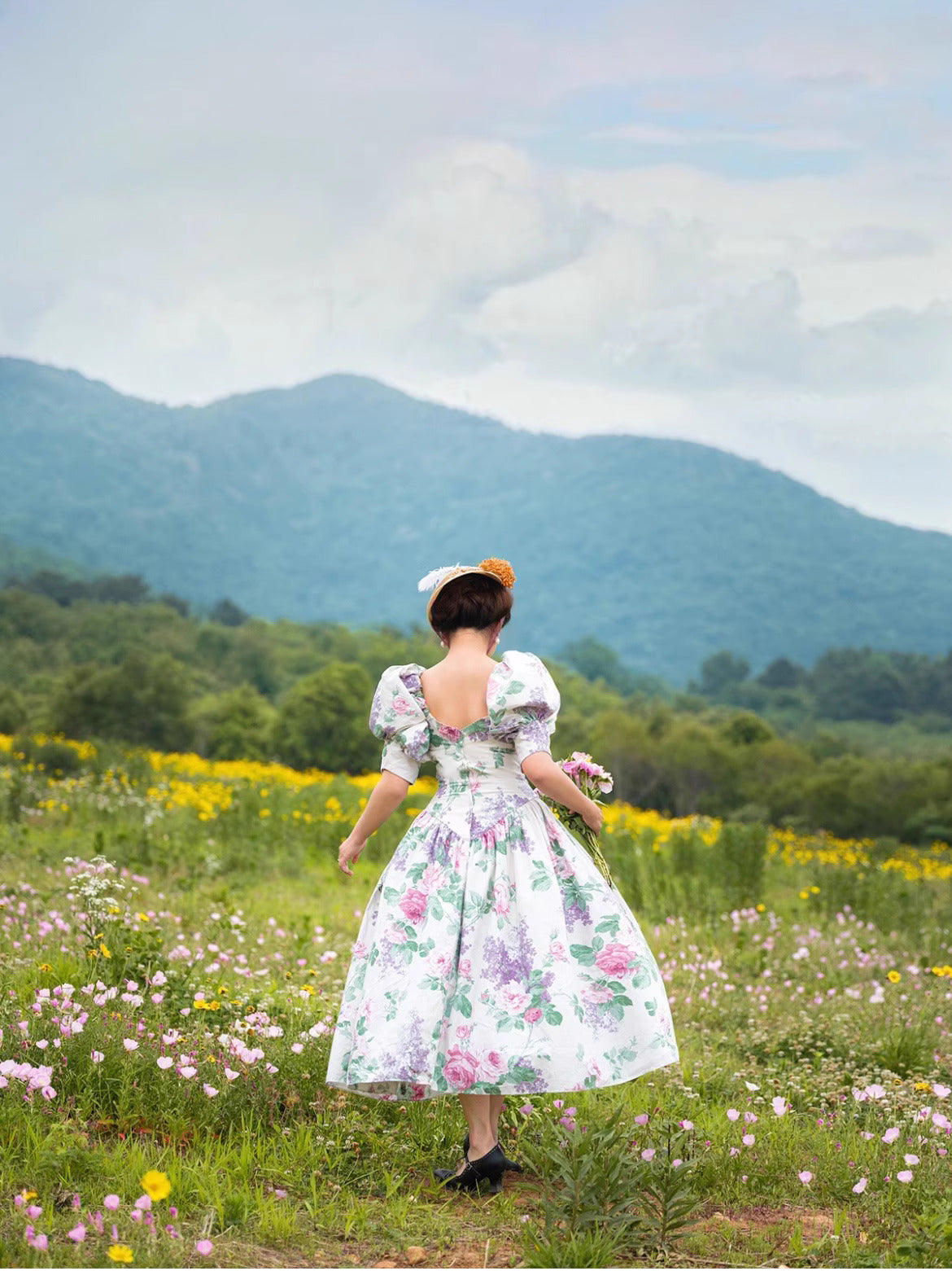 Laura Ashley Remake Floral Puff Sleeves Dress