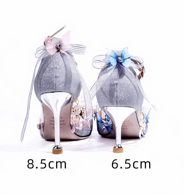 Fairycore Studded Shimmering Heels with chains