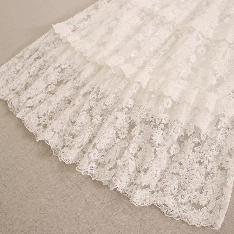 Retro Fairycore Embroidery Skirt