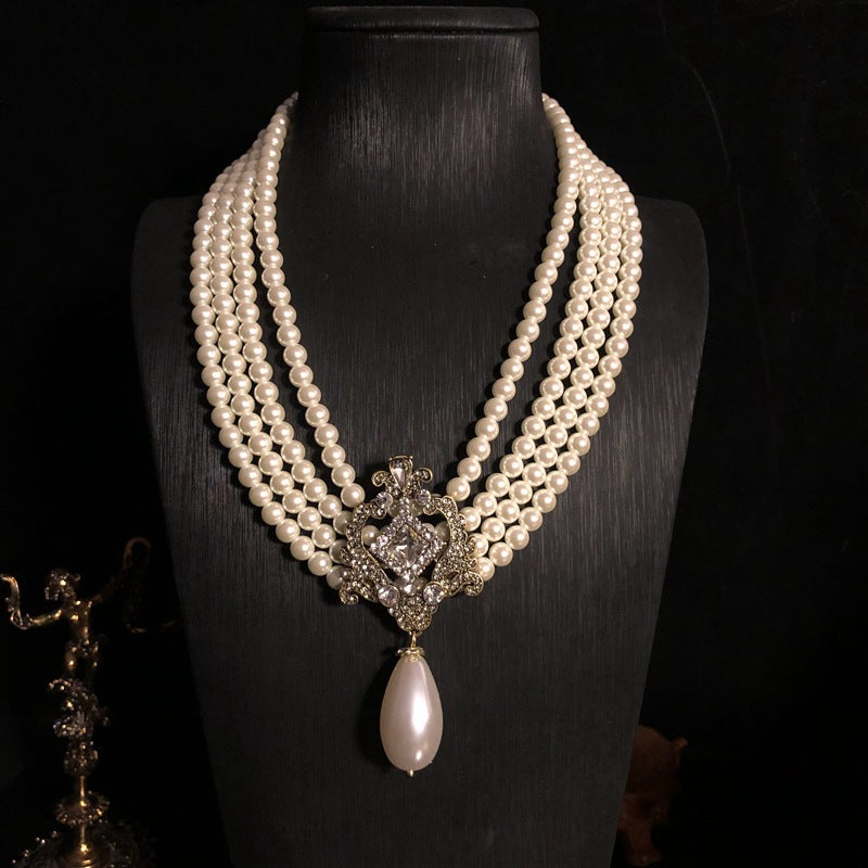 Baroque Style Pearl and Gemstone necklace & Earrings