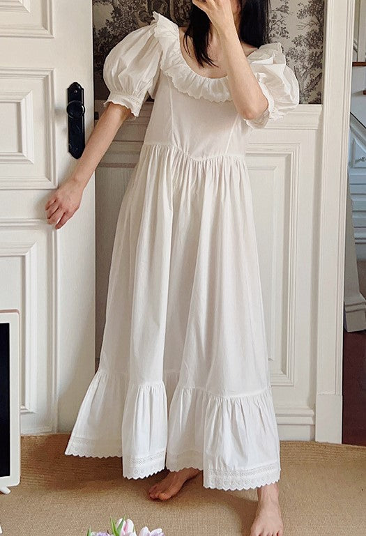 Retro Puff Sleeves Cotton Night Dress L I Retro Fairy Retro Puff Sleeves Cotton Night Dress L I Retro Fairy