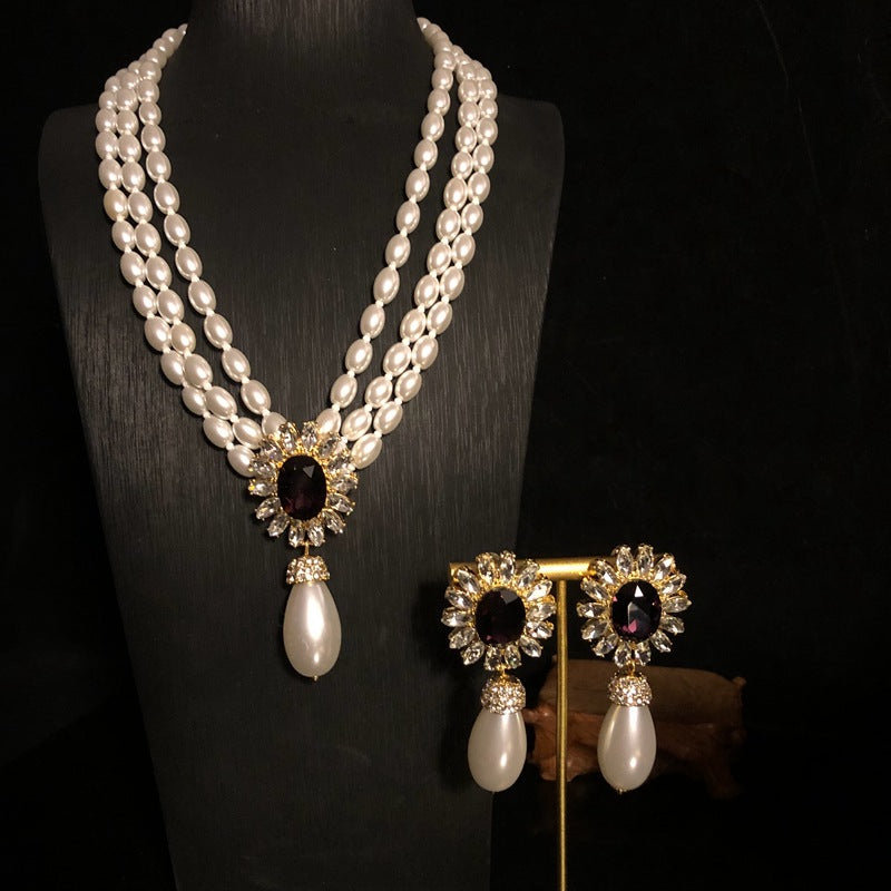 pearl necklace pearl earrings vintage jewelry