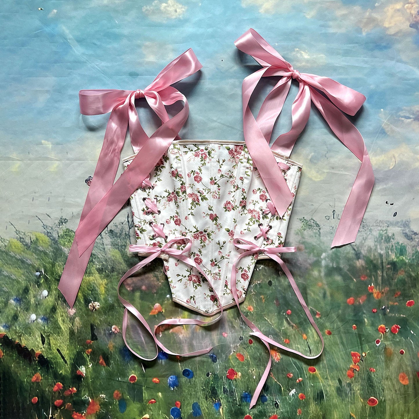 Retro Fairycore Floral Corset