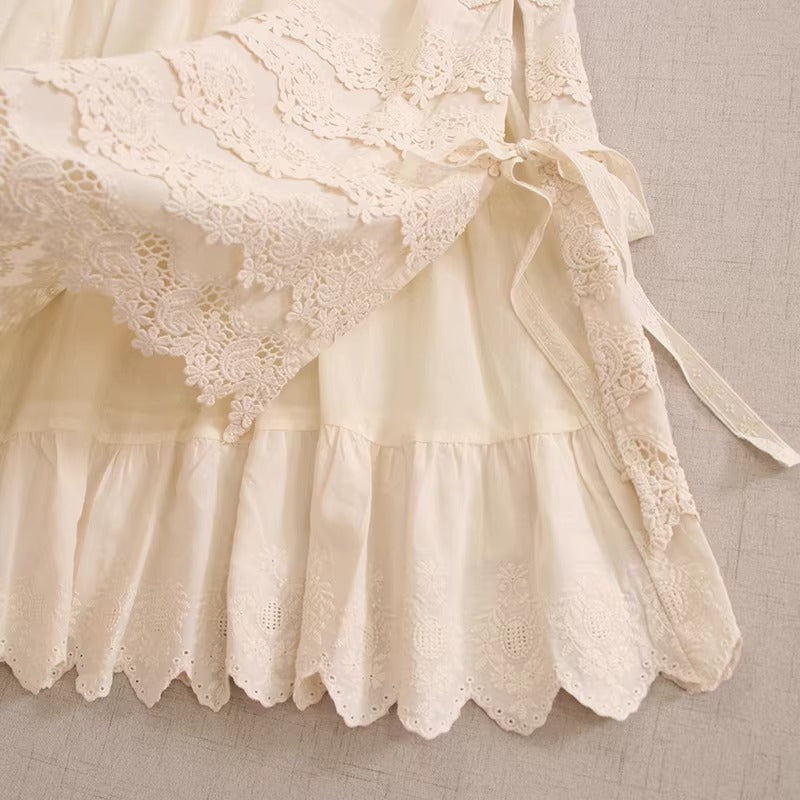 Mori Kei Embroidery Cotton Skirt