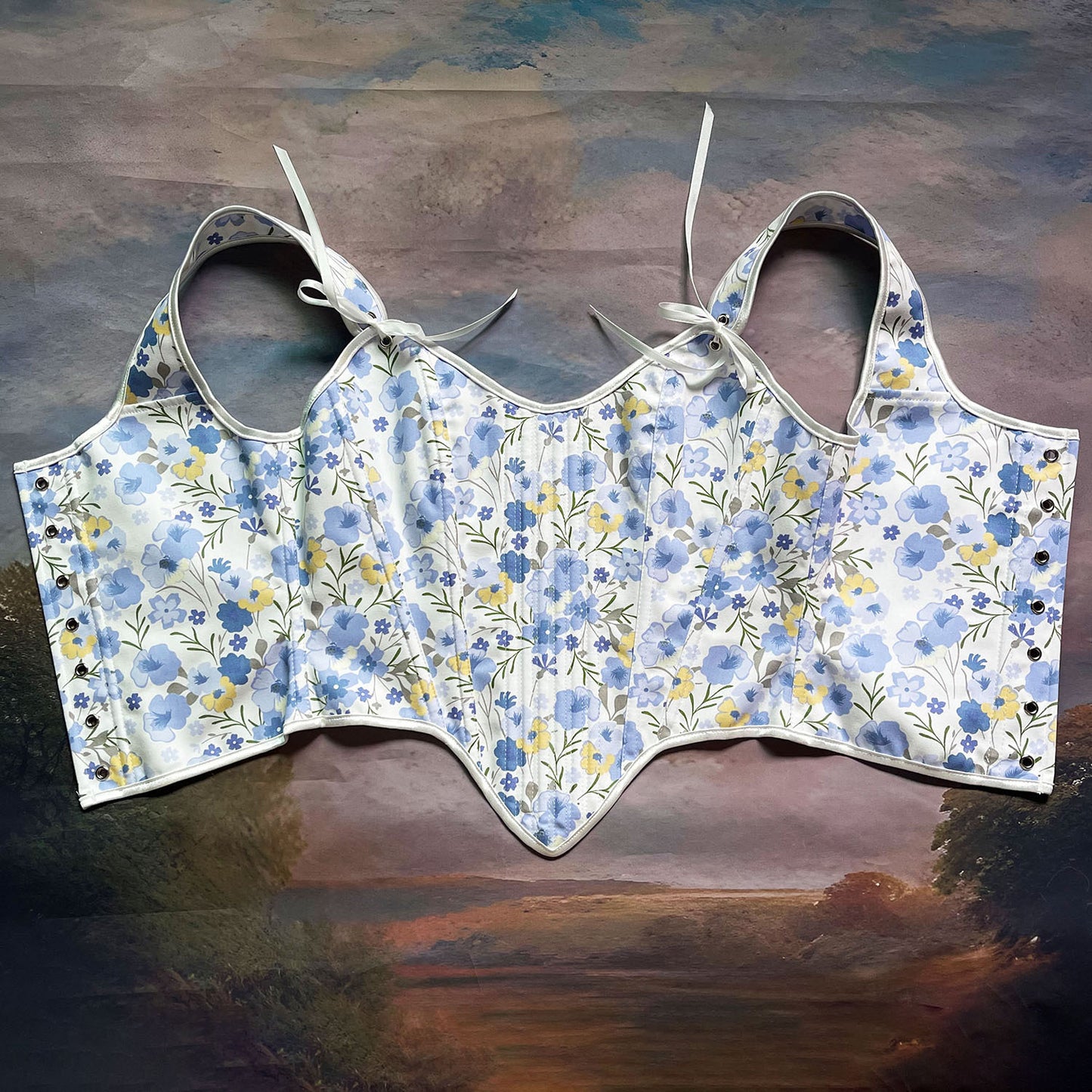 Retro Floral Bow Tie Corset