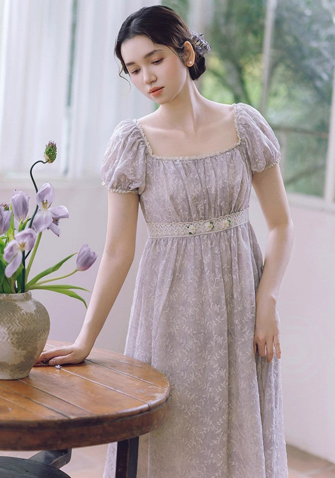 Regency Puff Sleeves Embroidery Dress XL / Black I Retro Fairy