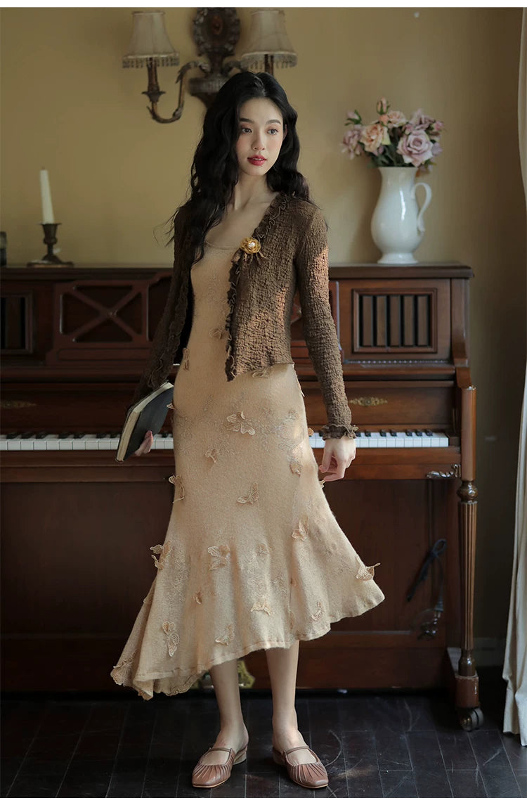 Retro Parisian Cardigan & Slip Dress