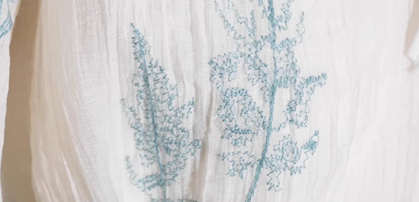 Cottagecore Puff Sleeves Blouse & Lace up Skirt