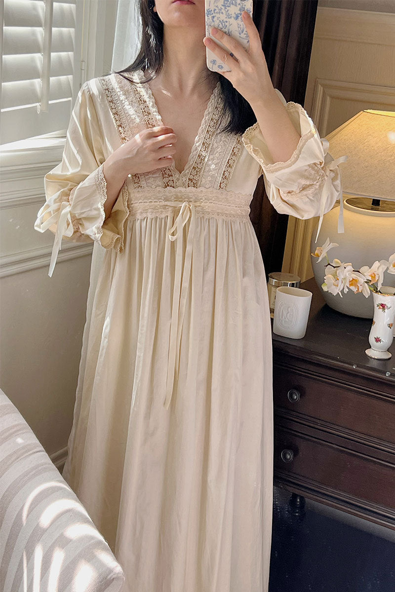 Royalcore V Neck Night Gown Dress