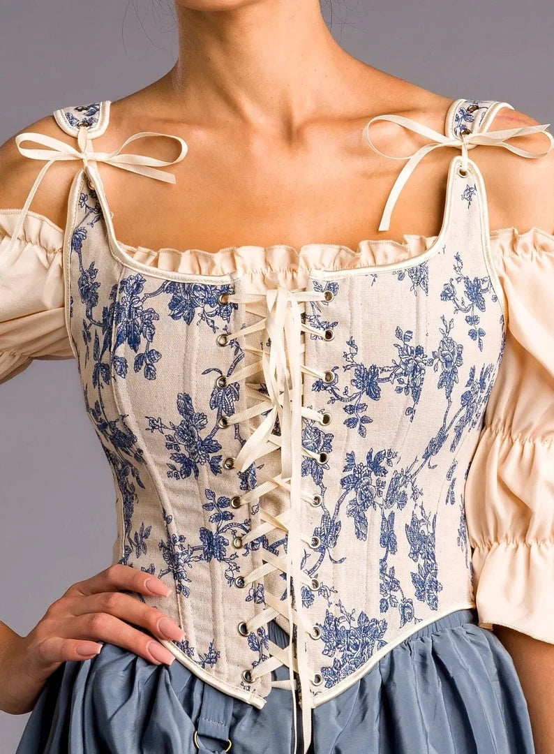 Vintage Style Lace up Floral Corset Stay