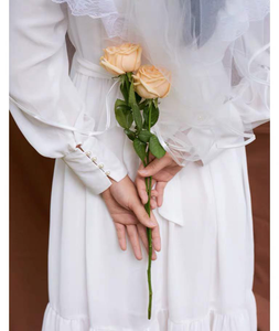 Gunne Sax Style 70s white prairie bridal dress