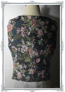Vintage Floral Lace up Linen Reversible Waistcoat Vest