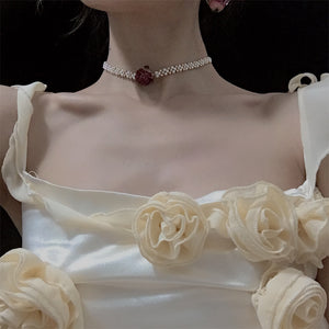Fairycore Dreamy Rose Decor Sleeveless Dress