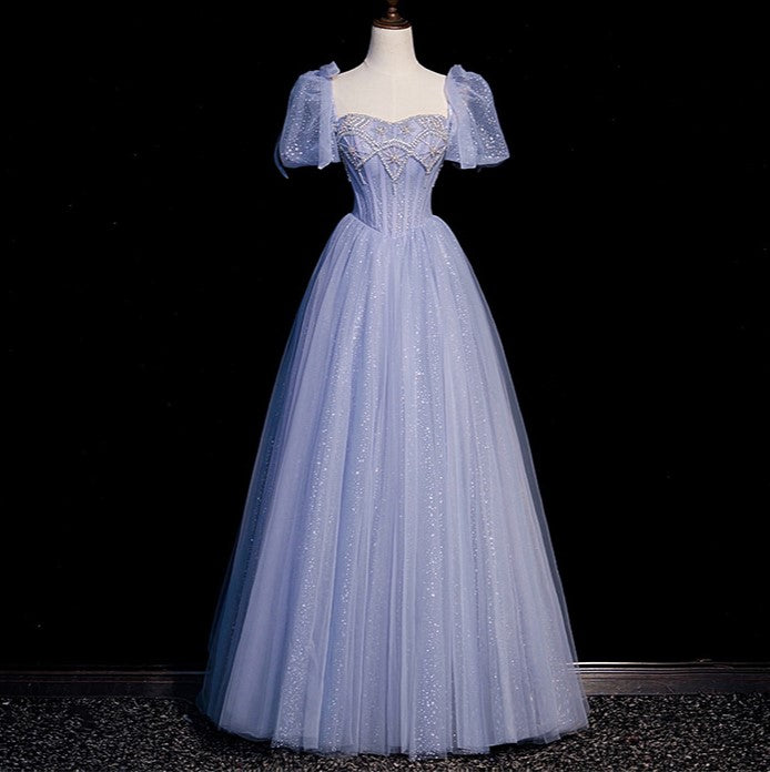 Handmade Princesscore Puff Sleeves Studded Blue Ball Gown Icy Blue / S I Retro Fairy Handmade Princesscore Puff Sleeves Studded Blue Ball Gown Icy Blue / S I Retro Fairy