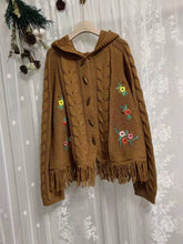 Load image into Gallery viewer, Cottagecore Embroidery Hooded Knit Cardigan

