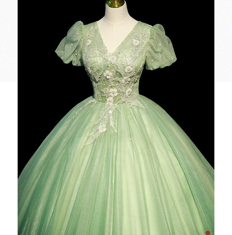 Fairycore V Neck Studded Green Prom Dress 3XL I Retro Fairy Fairycore V Neck Studded Green Prom Dress 3XL I Retro Fairy