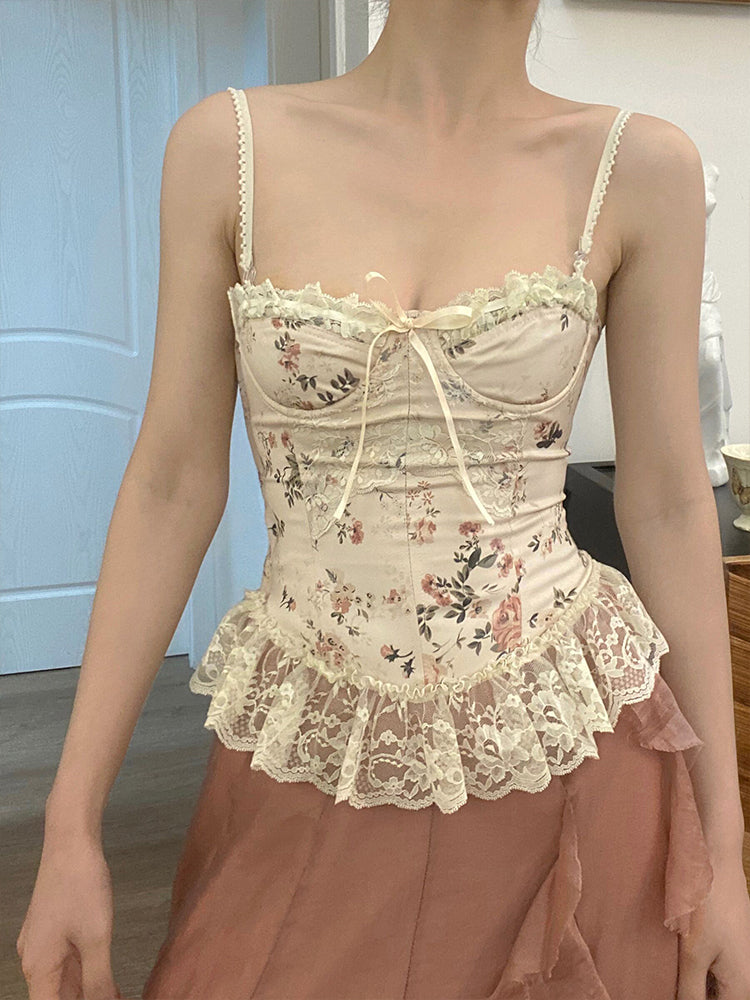 Sexy Lace Rose Flower Iiner Camisole Bustier