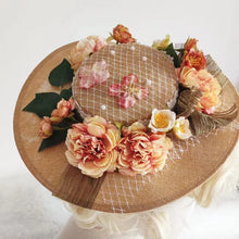 Load image into Gallery viewer, Vintage Style Straw Flower Bonnet Hat
