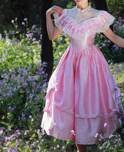 Gunne sax Style Vintage 70s Princess Pink Prom Dress