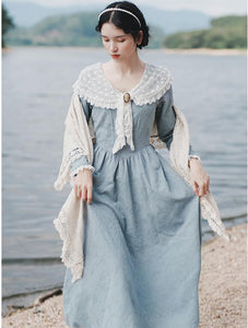 Period Drama Inspired Lace Collar Vintage Dress Final Sale
