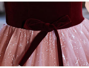 Retro Princess Puff Sleeves Starry Prom Evening Dress
