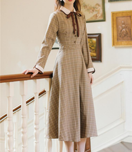 Load image into Gallery viewer, 40S Academia Plaid Vintage Librarian Dress
