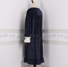 Load image into Gallery viewer, Vintage Princess Lace Stitching Velvet Night Gown Dress Lounge Wear
